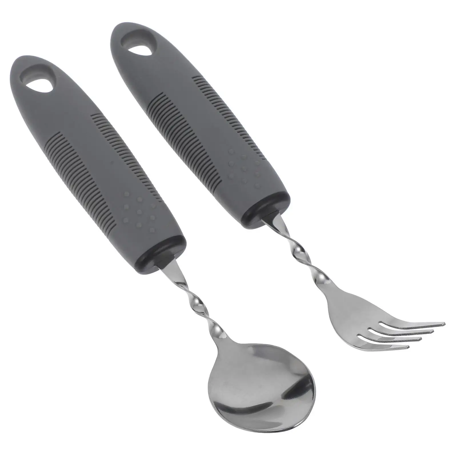 

2 Pcs Spoons Anti-shake Tableware for The Elderly Adjustable Adaptive Utensils Handle Food Catcher Bib Tremor