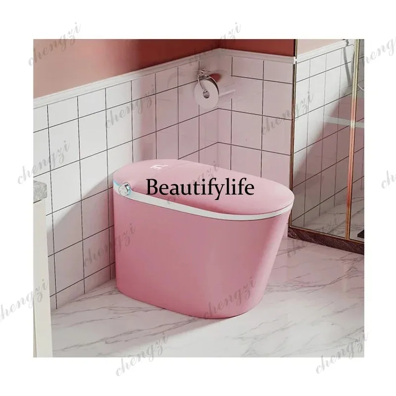 K153 Pink Cyclone Flushing Smart Toilet Remote Control Floor Mounted WC Elongated S-Trap Intelligent Seat Heating