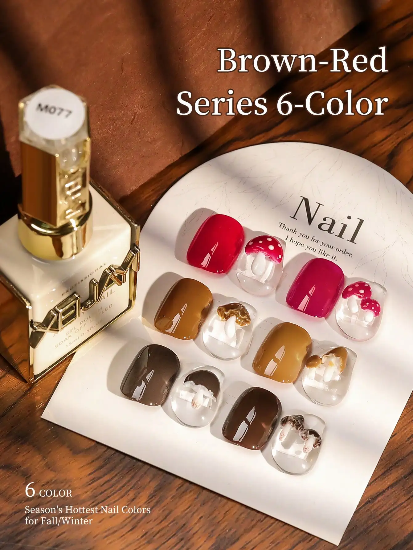 XEIJAYI 6 uds 15ml juego de esmaltes de uñas de Gel rojo marrón, Gel de uñas de remojo LED UV, semipermanente, Gel de Arte de uñas de calidad de salón DIY