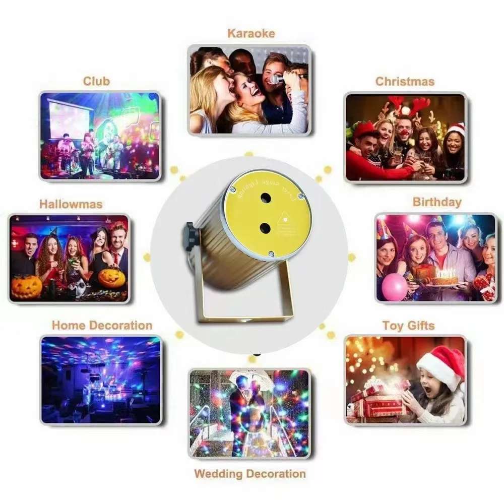 36 modalità RGB Laser Light LED Disco Light Projection Lamp Effect Light Stage Lights Party DJ KTV Holiday Tow lampada Flash gialla
