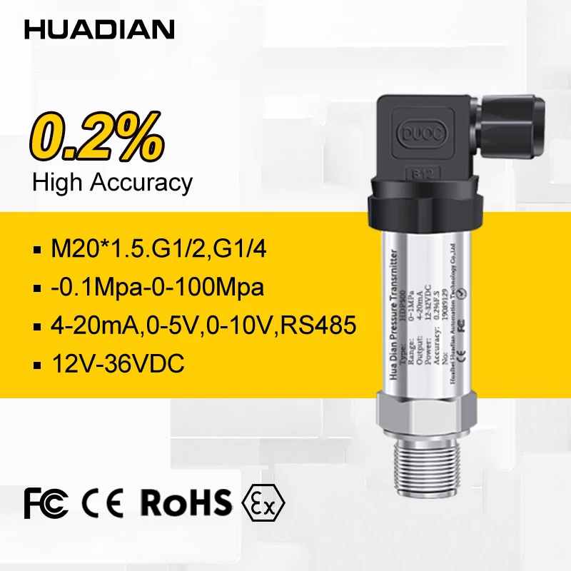 เครื่องส่งสัญญาณความดันอุตสาหกรรมอัจฉริยะ 4-20mA 0.5-4.5V 0-10V I2C RS485 เอาต์พุต เซ็นเซอร์วัดความดันน้ำ แก๊ส น้ำมัน