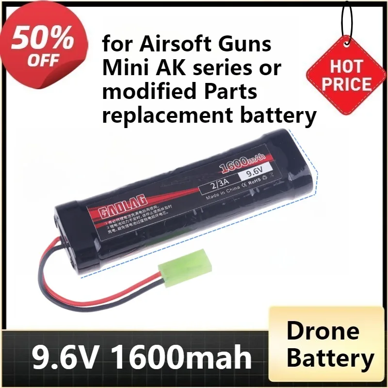 

For Airsoft Guns Mini AK Series or Modified Parts Replacement Battery NiMH 2/3A 9.6V 1600mAh Flat Battery Pack