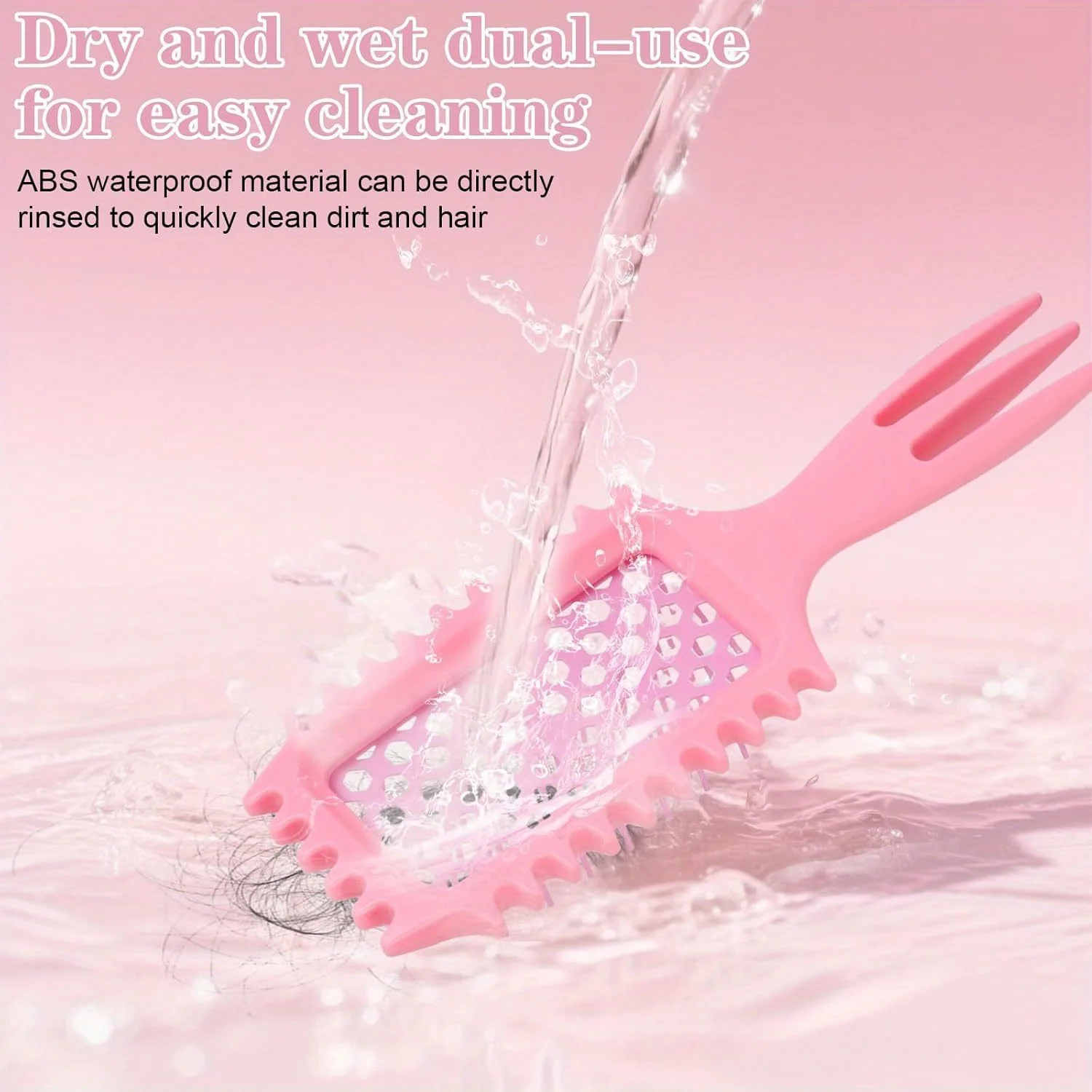 WANMEI 3 in 1 Curl Styling Brush Hollow Out Detangling Hair Brush Tangled Comb Hair Wet Dry Curly Hollowed Mesh Message Combs view 5