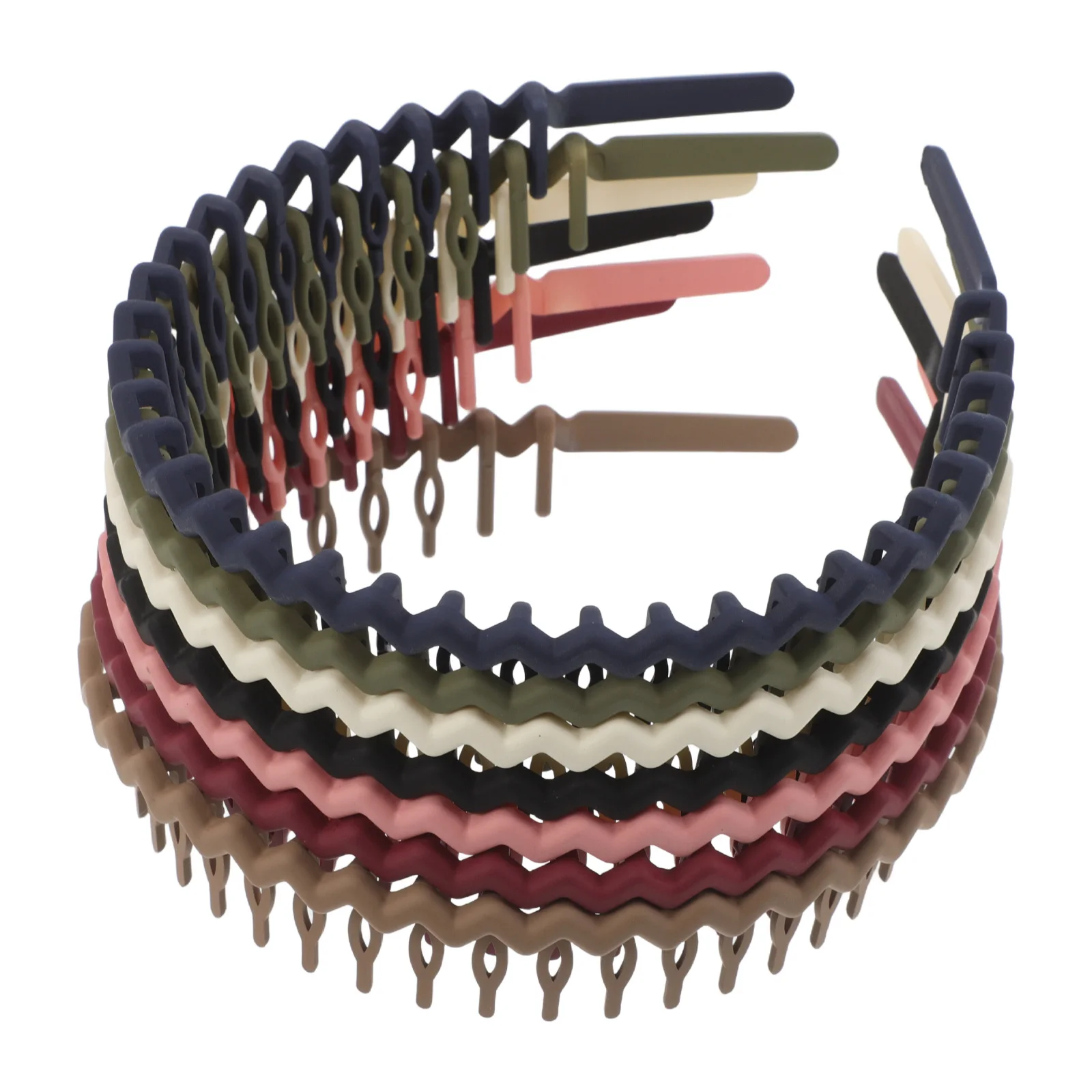 

7pcs Non-Slip Headbands Face Washing Skincare Wavy Plastic Hoop Sport Durable Tidy Stray Hairs Hands-Free Facial Headband Hair