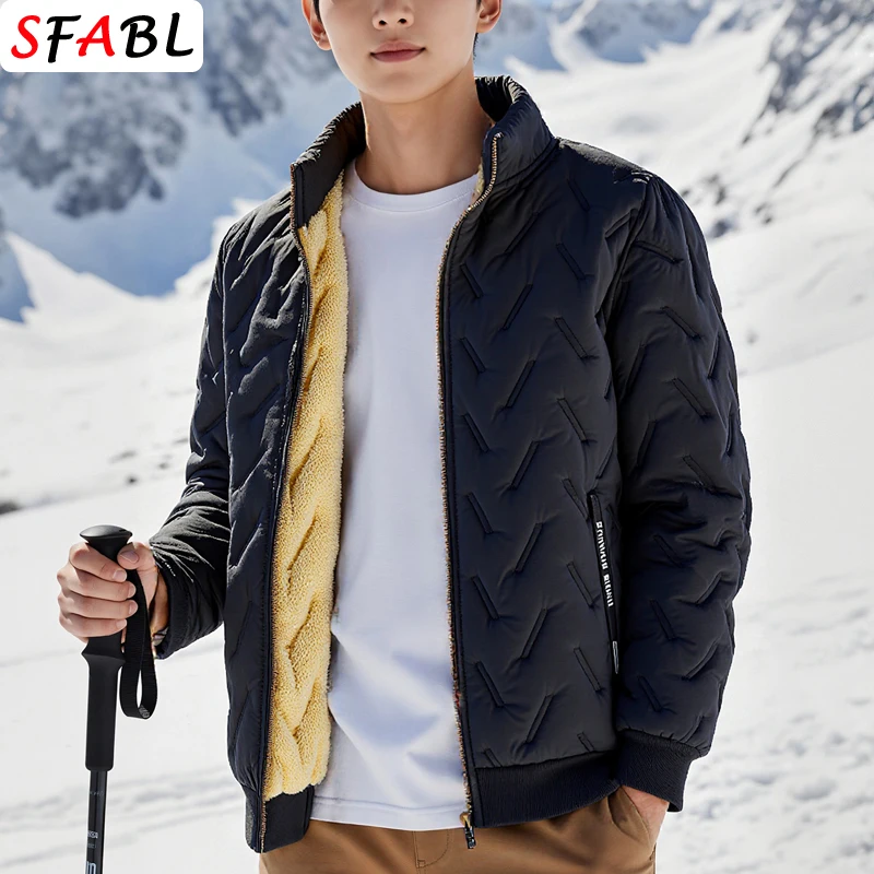 Fleece-gefütterte Jacke Herren Mode Herbst Winter Jacke Herren Mantel Lässige Winter Büro Kleidung Wattierte Parka Oberbekleidung Herren 2026 – Detail 8