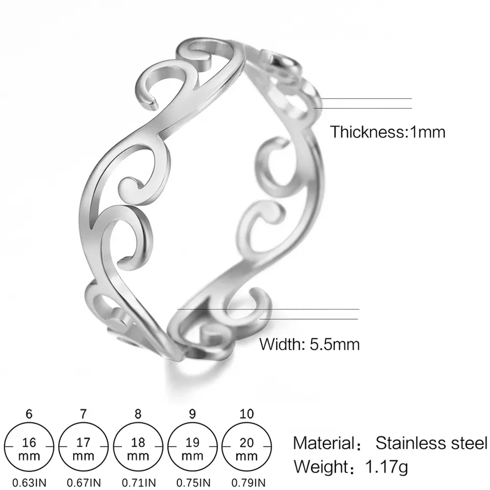 COOLTIME Filigree Flower Rings for Women Stainless Steel Romantic Couple Finger Rings Trend Birthday Jewelry Gift New in