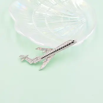 Nadměrná brož s letadlem a kamínky, kovový odznak, unisex letecké šperky, výrazný doplněk do klopy pro bundy a klobouky. 8 nejlepší prodej brož s letadlem - №7