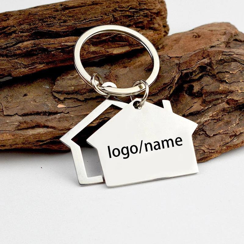 1pcs Personalization Custom Name House Key Chain Laser Engraving Hut Small Gift Key Pendant New Real Estate Opening Gift
