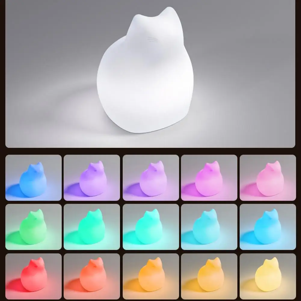 Kitty Cat Night Kawaii Lamp 16 Colors Light USB Rechargeable Lights With Remote Control For Kids Baby Room Toddler