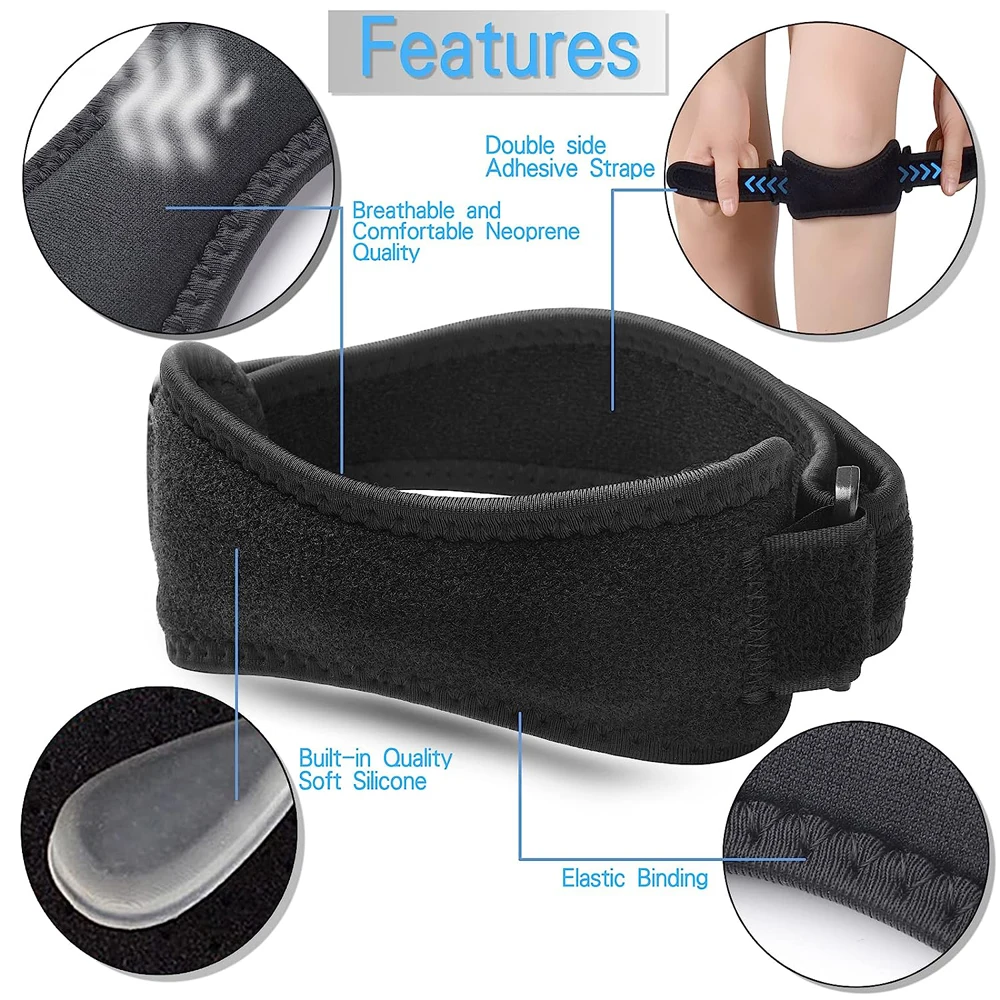 1Pcs Patella Tendon Strap Knee Pain Relief & Patella Stabilizer for Jumpers Knee, Running, Tennis, Osgood Schlatter, Tendonitis