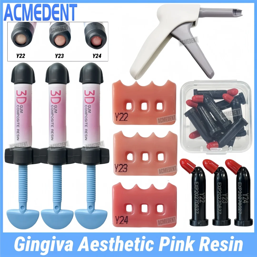 Dental Aesthetic Gingiva Pink Resin 3D Gum Composite Resin Gingiva Color Light Cure Beauty Capsules Syringe Gumy Indicator Shade