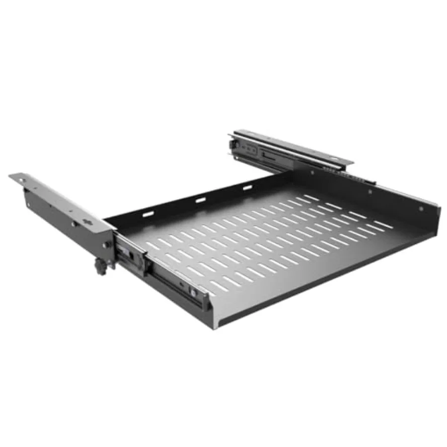 

Sliding Under Desk Laptop Mount Shelf with Air Vents W.3" x D 12" Metal Under Desk Slide Out Tray for Laptop Wide