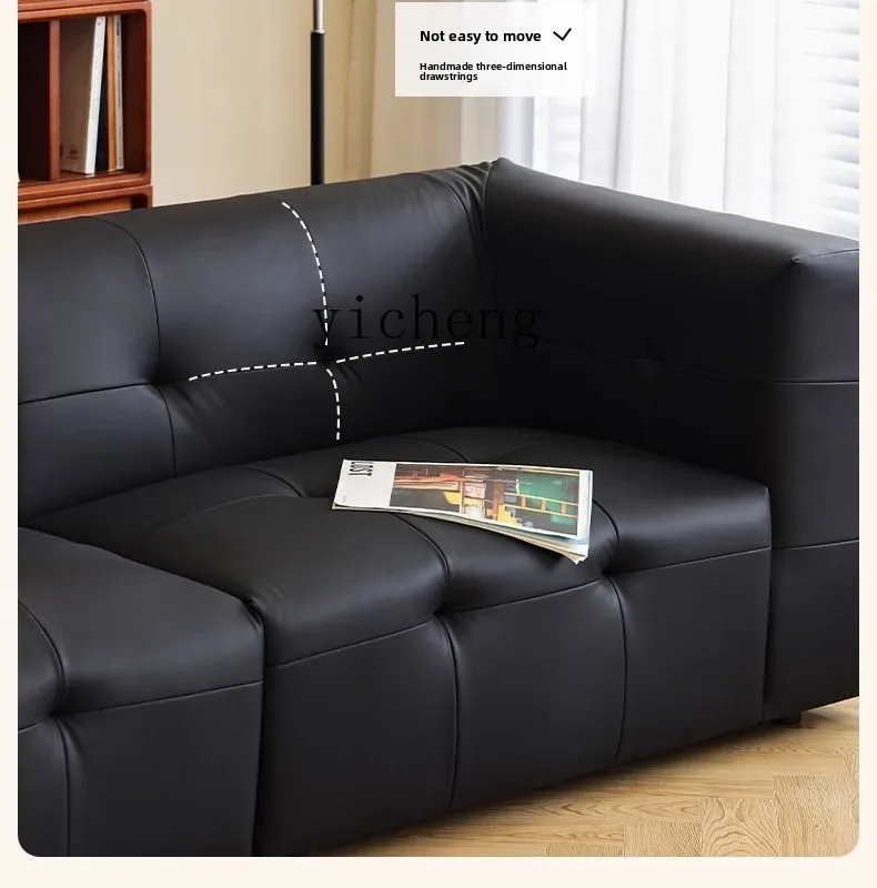 

QZT1 Genuine Leather Sofa Small Apartment Living Room Leather Sofa Top Layer Cowhide