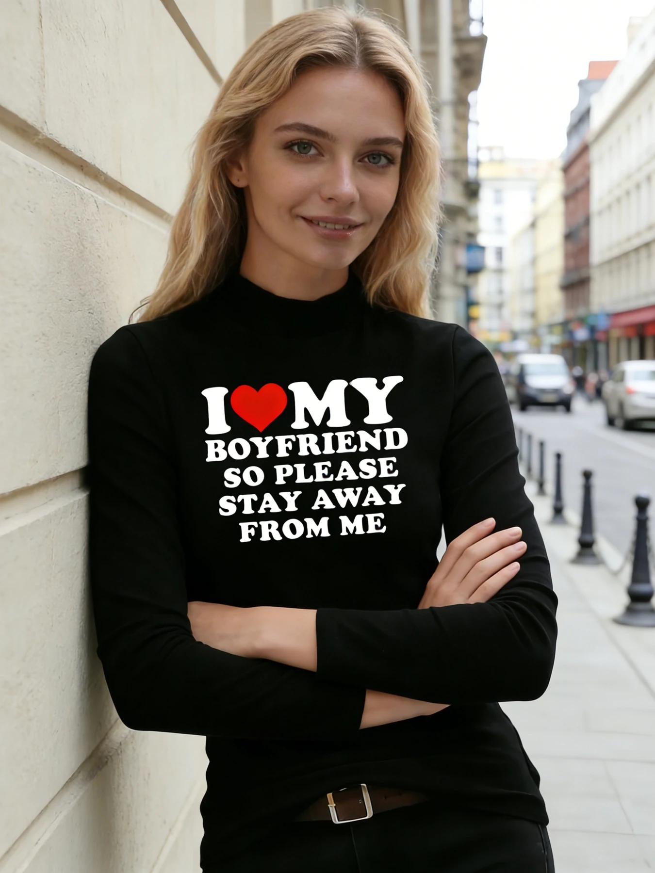 Dames T-shirt met opstaande hals en lange mouwen Witte rozenprint Casual blouse Basic dagelijks T-shirt Zachte warme top voor dagelijkse kleding