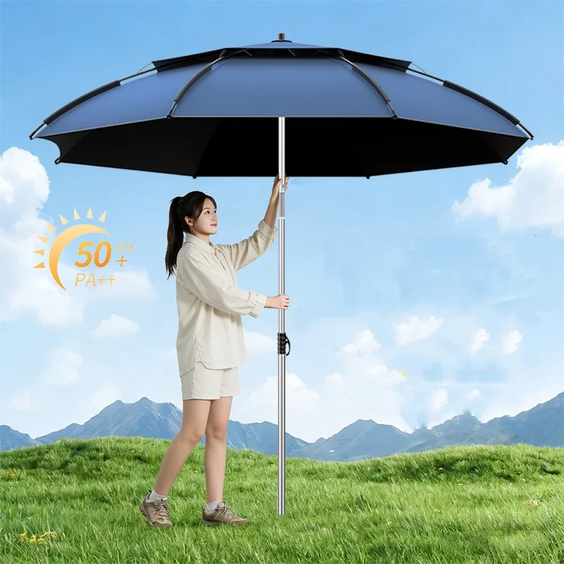 

Stainless Steel Fishing Umbrella 2.0-2.6M Big Fishing Parasol Outdoor Beach Camping Parasol Courtyard Large Sunshade Umbrella