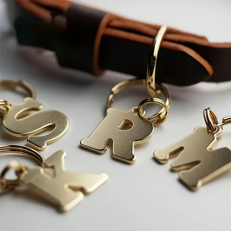 【Produits personnalisés】Porte-clés personnalisé en acier inoxydable avec pendentif pour animal de compagnie, pendentif lettre gravé avec une plaque d'identification pour animal, plaque d'identification personnalisée pour chien, plaque d'identification avec initiale de chien, porte-clés en métal avec nom (peut être utilisé comme cadeau)