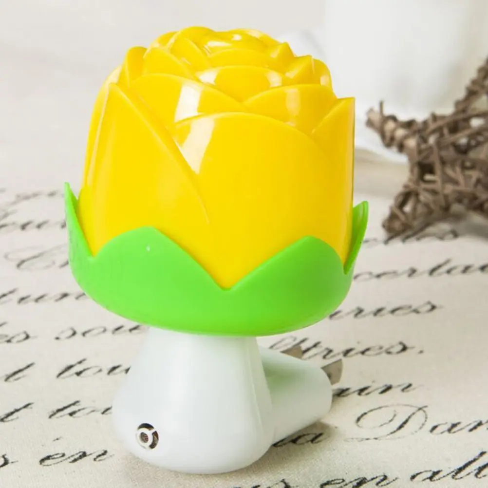 

Yellow Rose LED Night Light Auto on Off Indoor Wall Plug in Nightlight Soft Eye Protection Flicker Free Us Plug