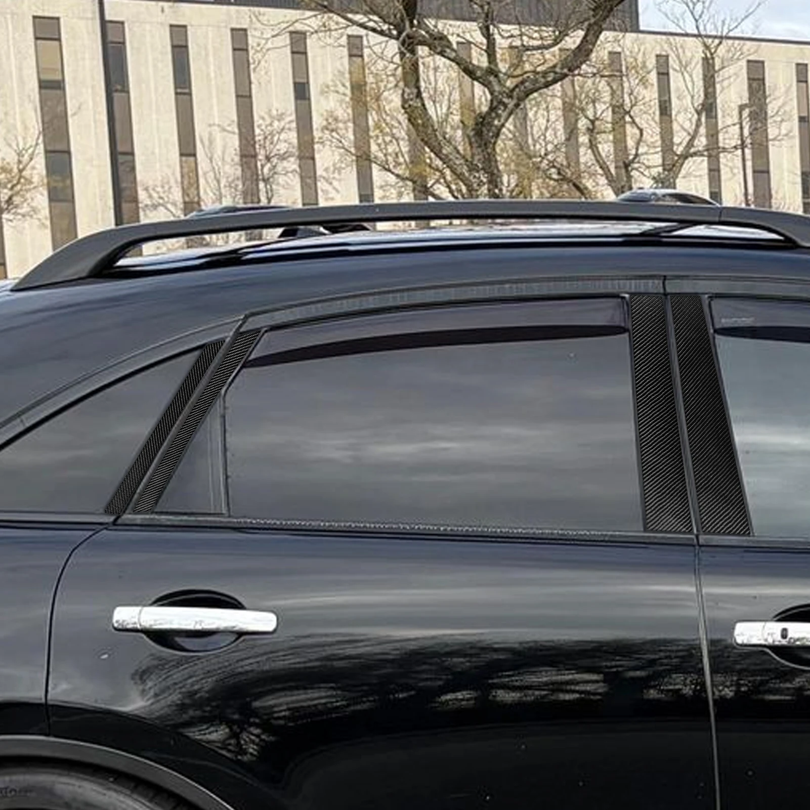 Real Soft Carbon Fiber External Door B-pillar Panel Trim Cover For Infiniti FX35 FX45 S50 2006-2008 Interior Accessories Sticker