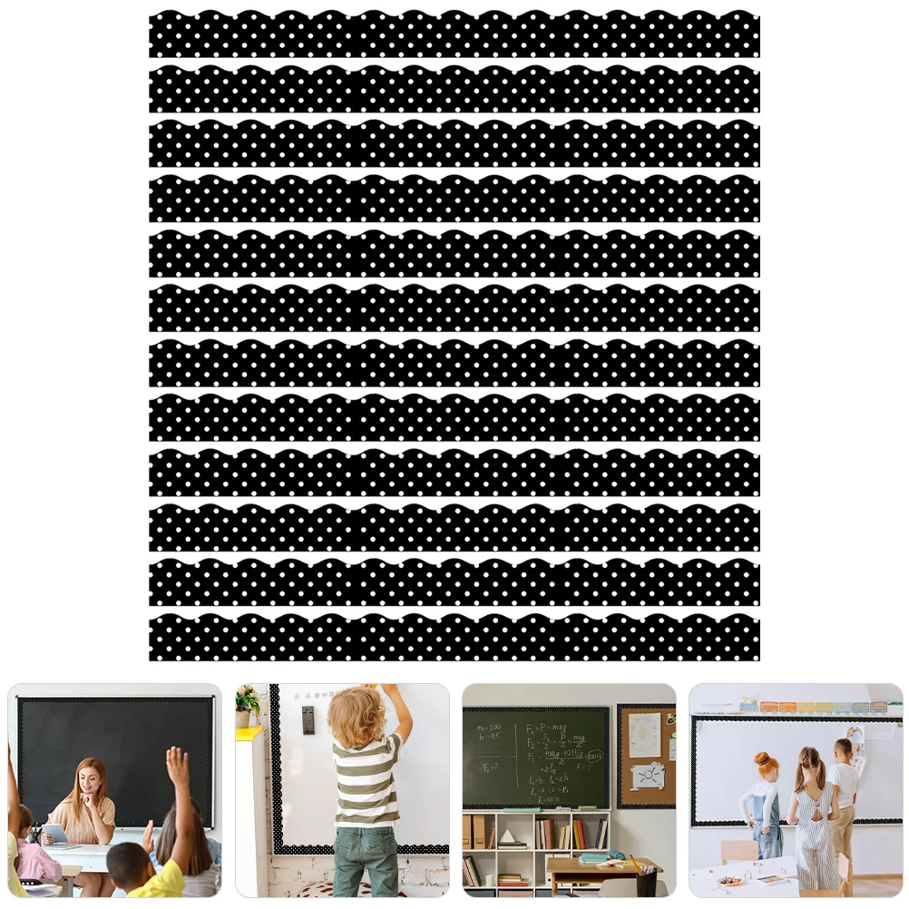

12 Pcs Whiteboard Stickers Blackboard Decorative Whiteboards Scalloped Rolled Border Trim Pvc Festival