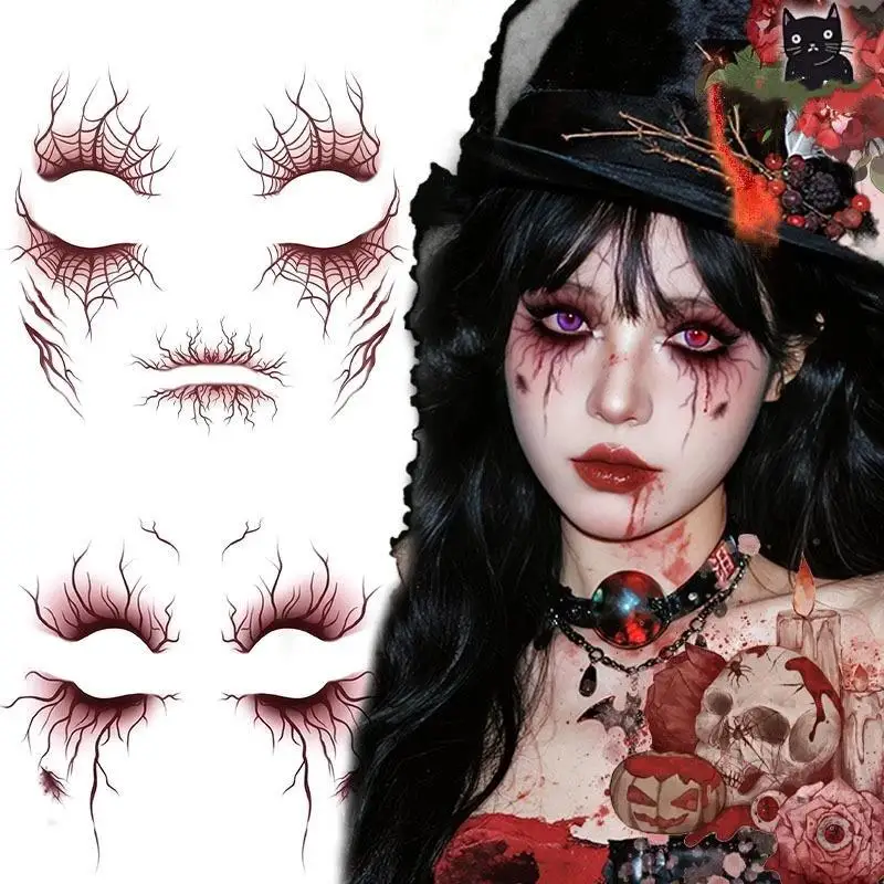 1/4/6 Stück, temporäre Tattoos mit Adernmuster für Halloween-Partys, wasserfeste, aderartige Tattoo-Aufkleber für Körperkunst, für Damen und Herren, für Augenbrauen und Gesicht. – Detail 1