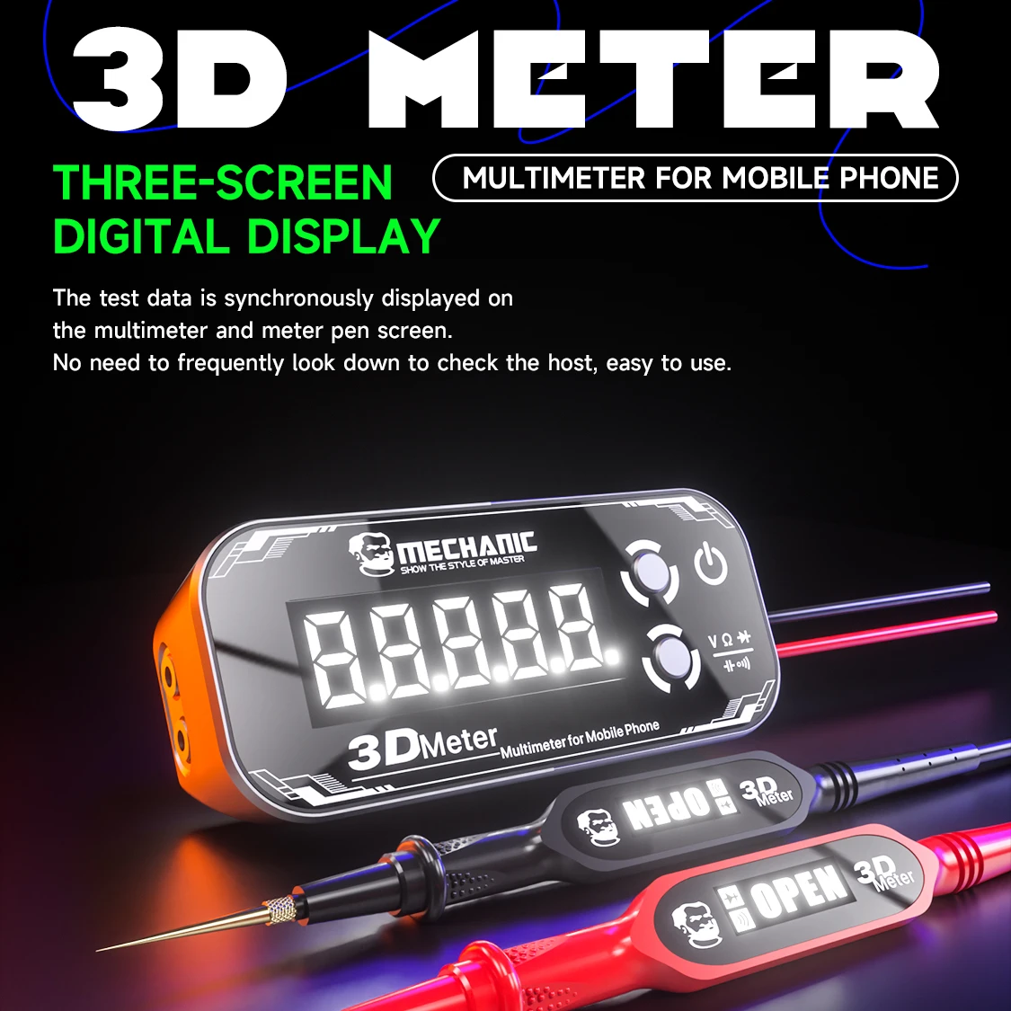 MECHANIC Detective 3.0 Professional Multimeter with 3D Triple Display High Precision Digital Tester for Mobile Phone & PCB