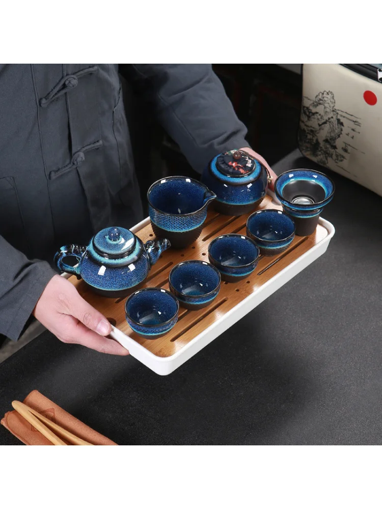 Travel for Home, Car, Outdoor Portable Ceramic Kiln-Changed Teapot, Teacups, Tray, Kung Fu Tea Set
