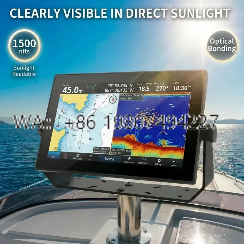 IP68 Marine Display 21.5 Inch Industrial Anti-glare Outdoor Sunlight Readable 1500 Nits Optical Bonding GPS for