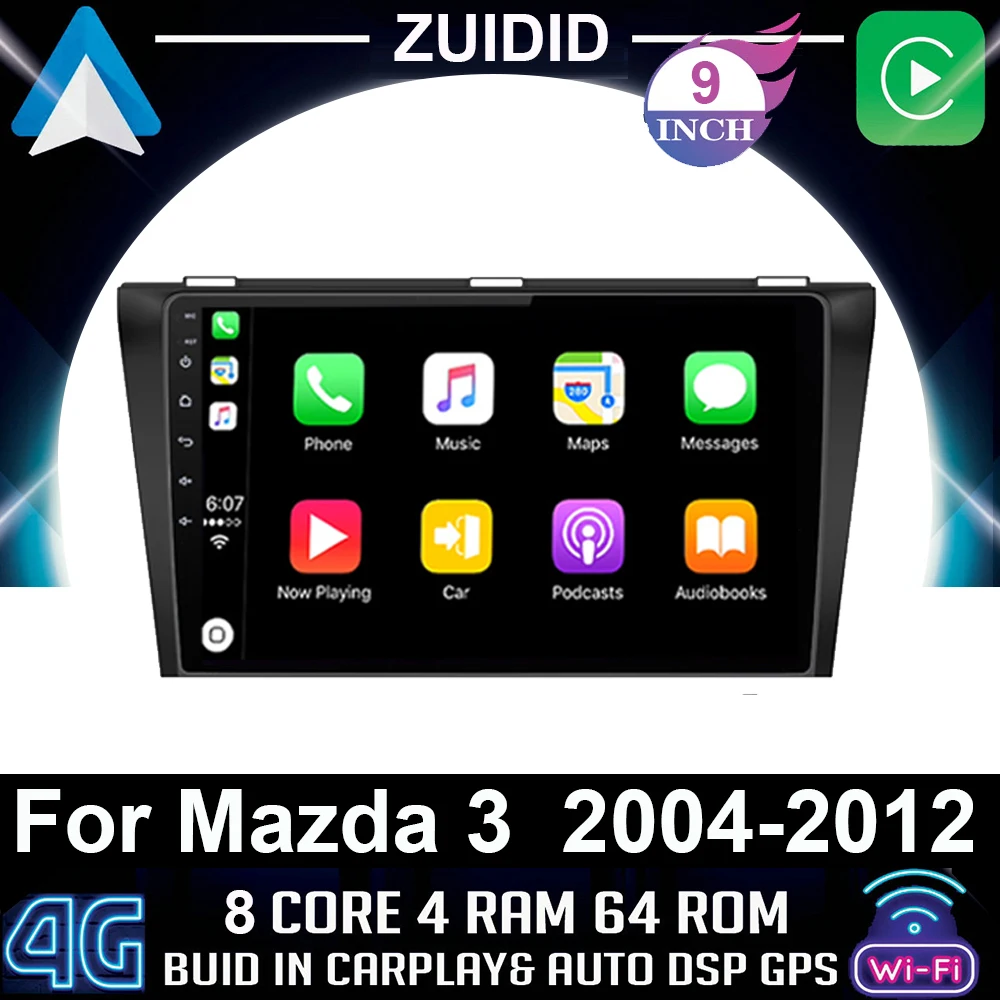 

2 din Android Auto Radio for Mazda 3 bk maxx axel 2004-2013 2007 Carplay Car Multimedia GPS 2din autoradio 2DIN no dvd