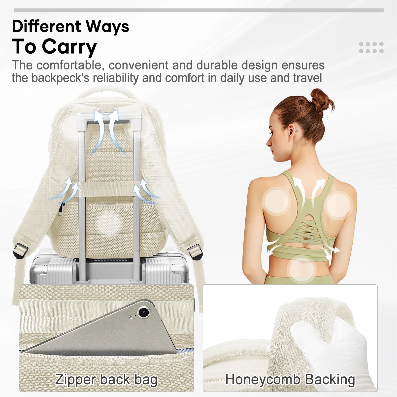 حقيبة ظهر محمولة معتمدة من الطيران، حقيبة ظهر مضغوطة مفرغة للنساء والرجال، حقيبة تخزين مفرغة لتوفير المساحة، حقيبة ظهر جامعية #5