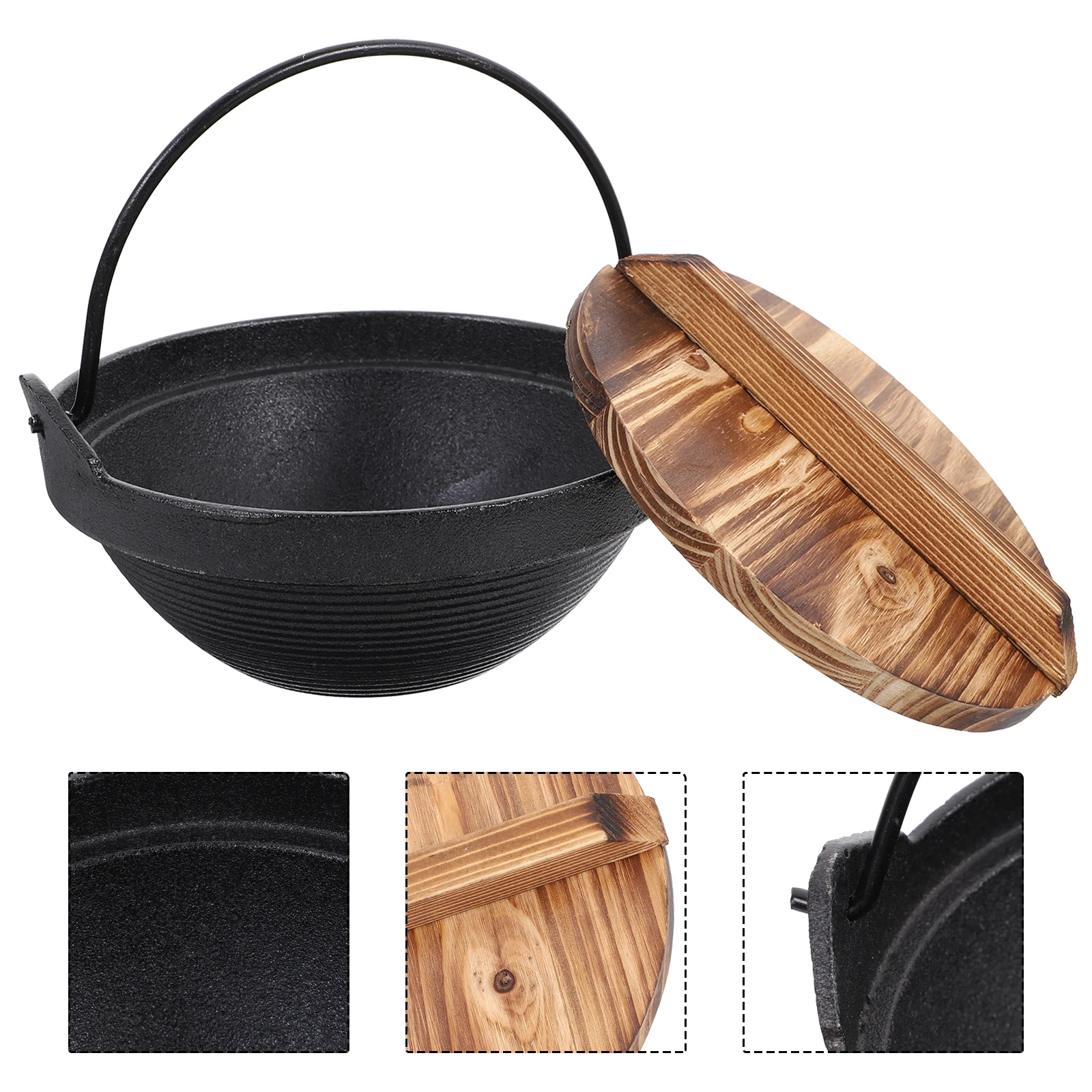 

Japanese Style Cast Iron Hot Pot 17.5cm Non stick Soup Pan Cookware Camping High Temperature Practical Small