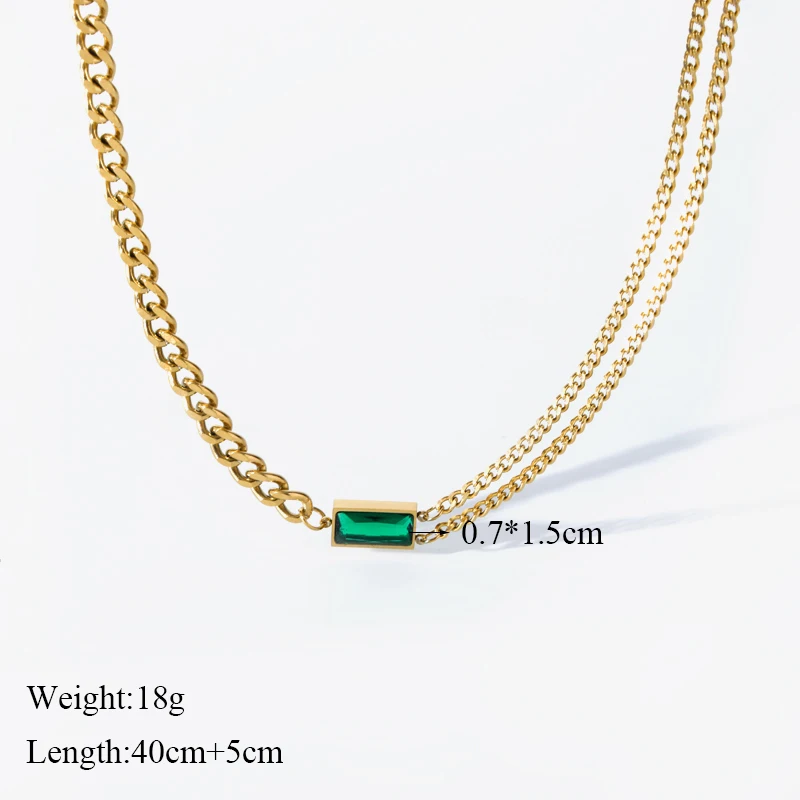 EILIECK 316L Edelstahl Grüner Kristall Halskette Armband Ohrringe für Damen Luxus Farbbeständiger Schmuck 3-teiliges Set Geschenk Party – Detail 4
