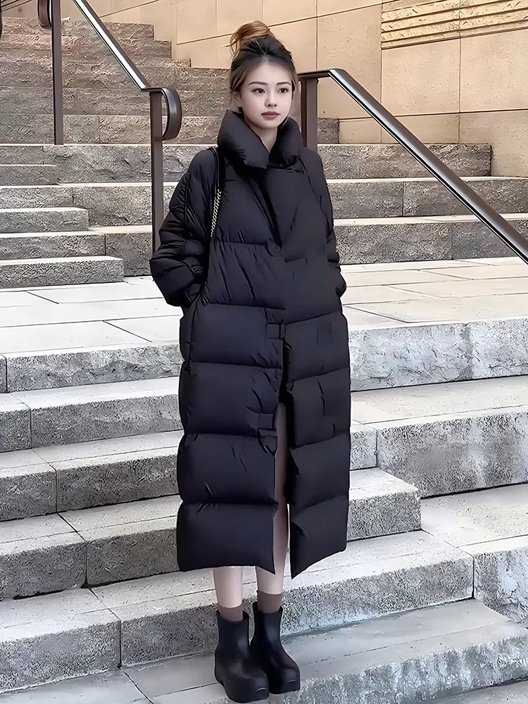 

2024 Winter New Faionable Versatile Thiened Floing Large Collar White Du down Jaet Women's Trendy Commute Sle