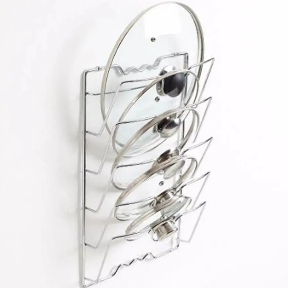 1Pcs Kitchen Accessories Stainless Steel Pot Lid Shelf Kitchen Organizer Pan Cover Lid Rack Stand Holder Dish Rack image 2