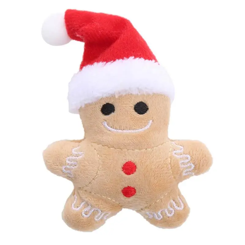 Christmas Catnip Toy Stuffed Gingerbread Man Cat Toy Kitten Teeth Grinding Cat Plush Thumb Pillows Pet Accessories xmas gifts