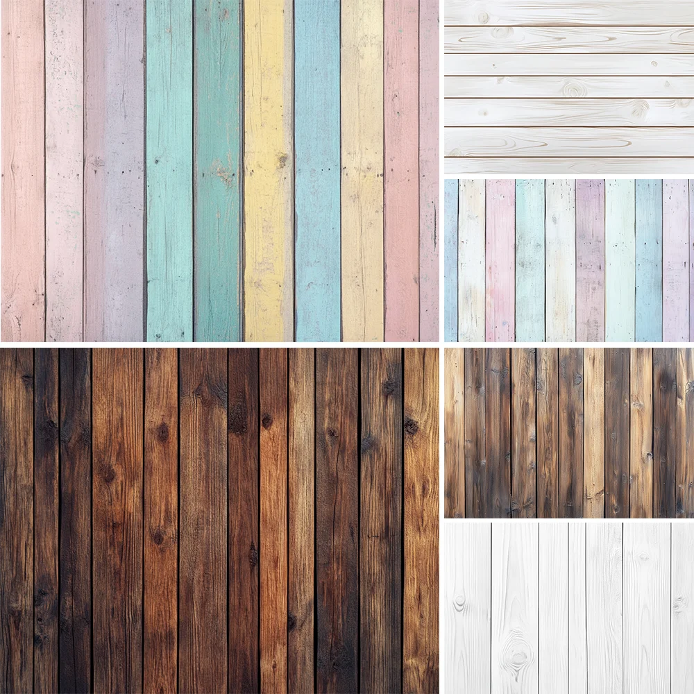 

Wood Backdrops For Baby Shower Adult Portrait Photography Wooden Board Texture Backgrounds White Brown Wood Poster Photo Studio