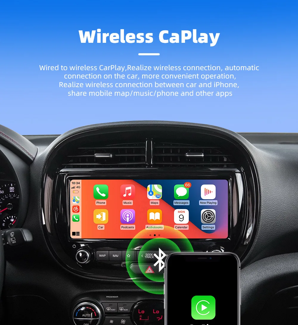 محول تلقائي صغير CarPlay Android من Universal - قم بتوصيل وتشغيل USB دونجل لشركة فولكس فاجن/تويوتا/فورد/بنز/نيسان/هوندا/BMW - Auto Co #3