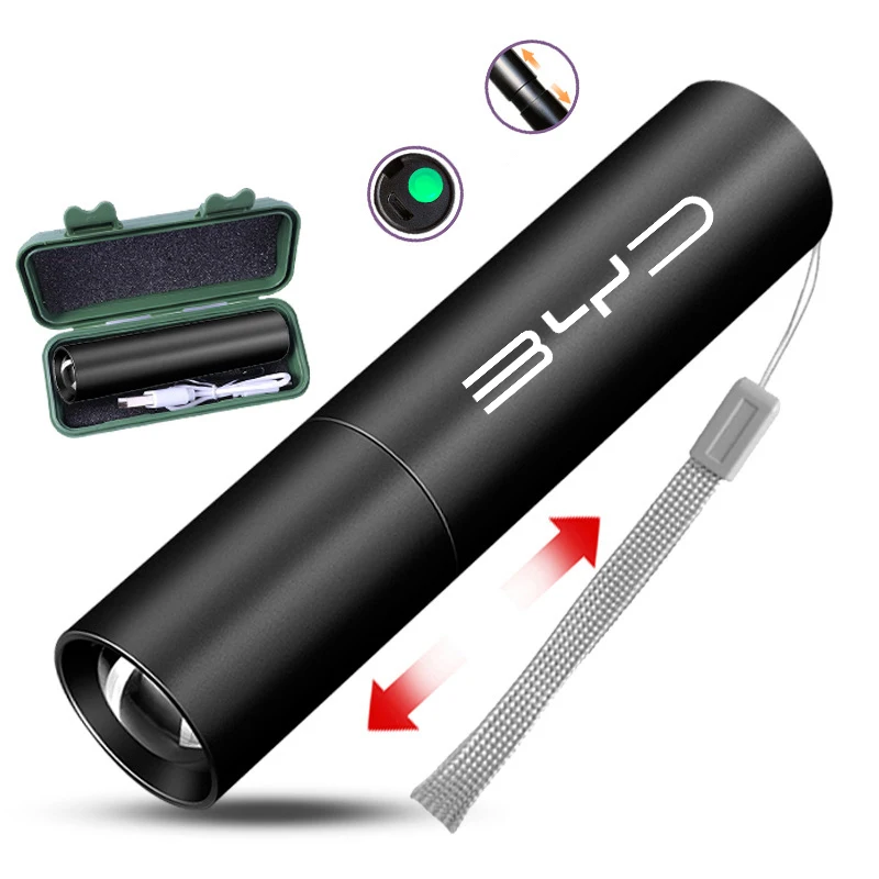 

Car Mini LED Flashlight Waterproof Telescopic Powerful Outdoor Zoom for BYD F3 E6 Yuan Plus Atto F0 G3 I3 Ea1 Song Max Tang