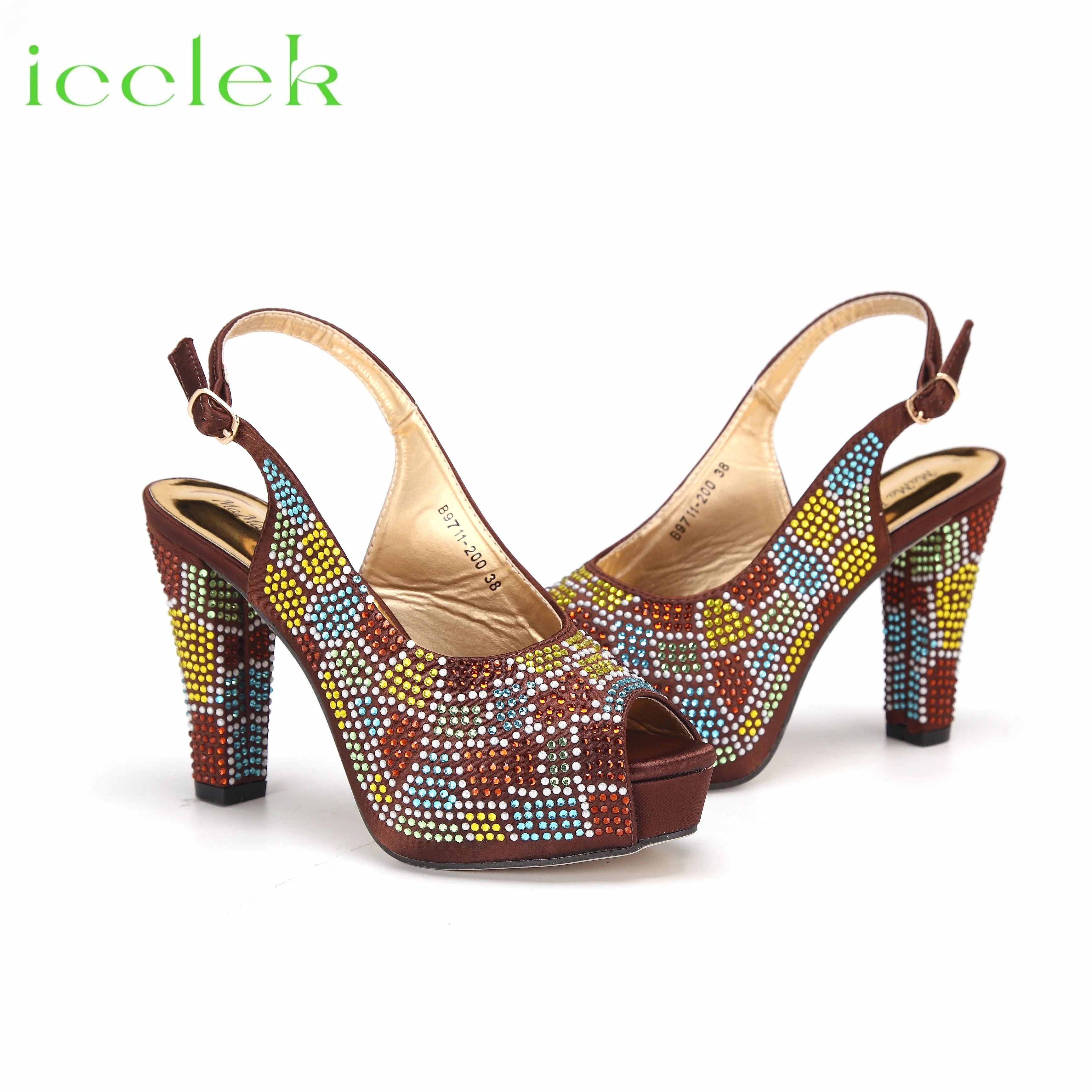 Coffee Color Mixed Color High Quality Slingbacks Sandals Shoes Matching HandalBag Set For Nigerian Party Women