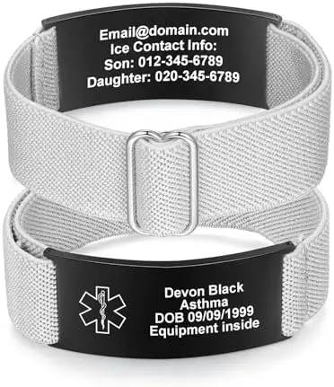 Custom Medical Alert ID Bracelet for Men Women Elastic Strap Emergency Personalised Health Alert Wristband Jewelry