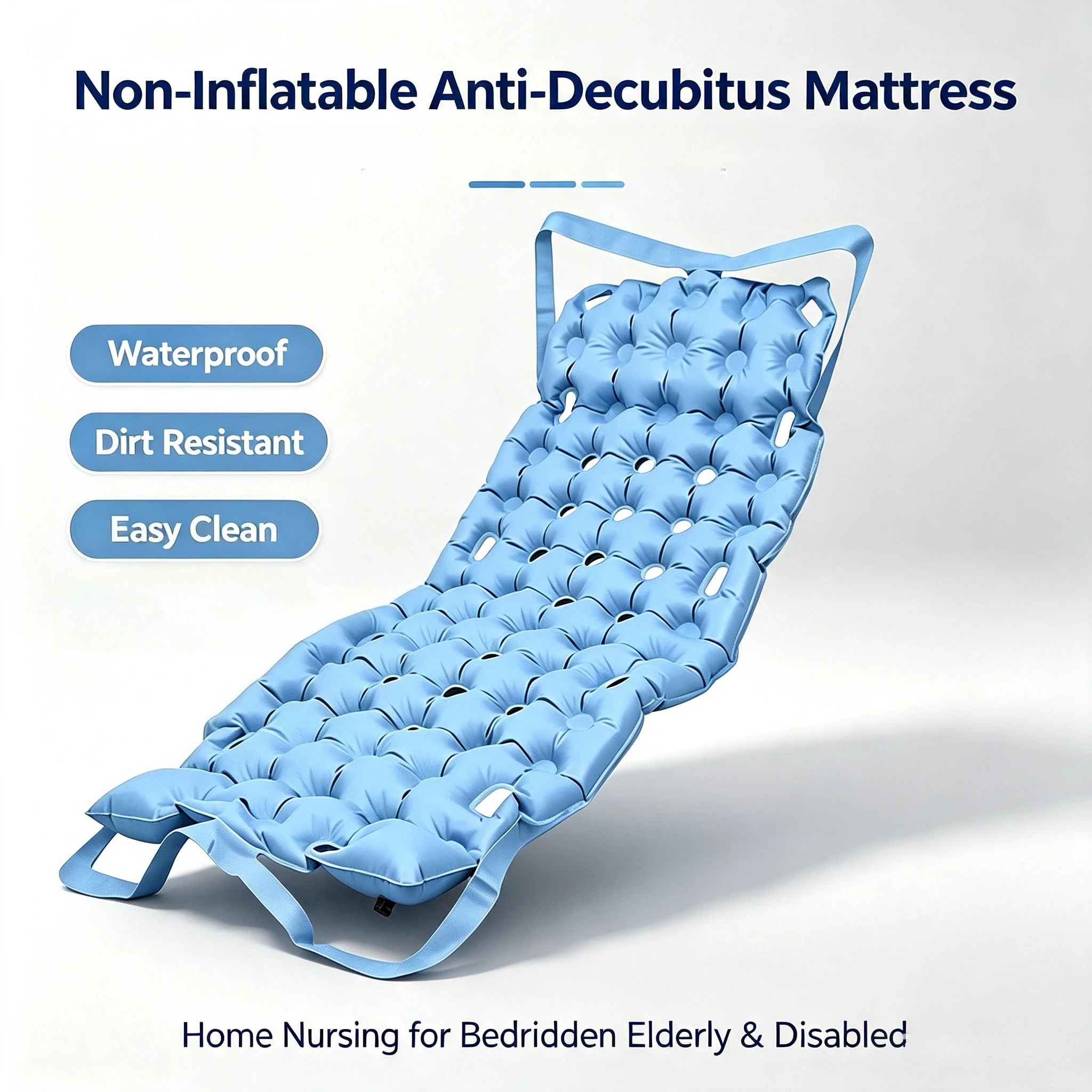 Waterproof Anti-Decubitus Mattress, Non-Inflatable Dirt Resistant Easy Care Nursing Pad for Bedridden Elderly Disabled Home Use