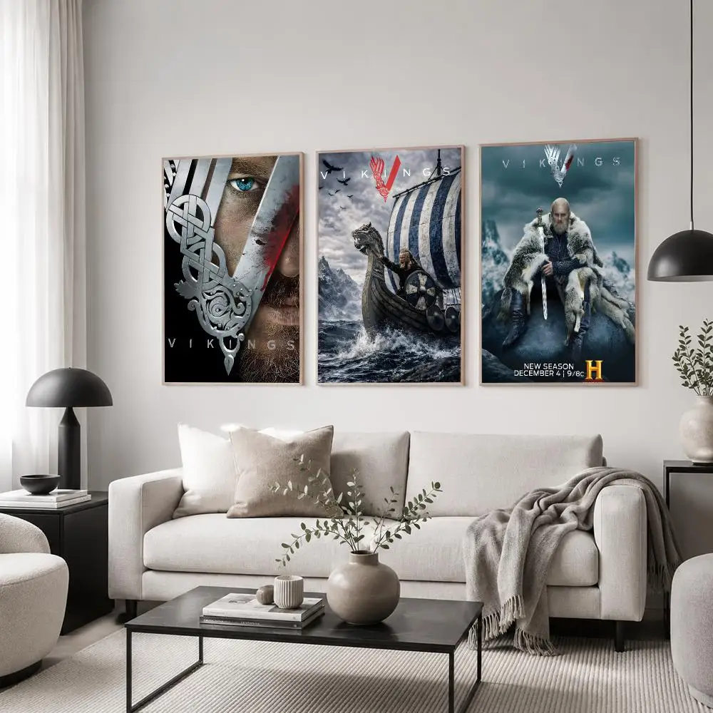 TV Series Vikings Poster Classic Poster HD Art Sticky Wall Waterproof Home Living Room Bedroom  Aesthetic Decoration
