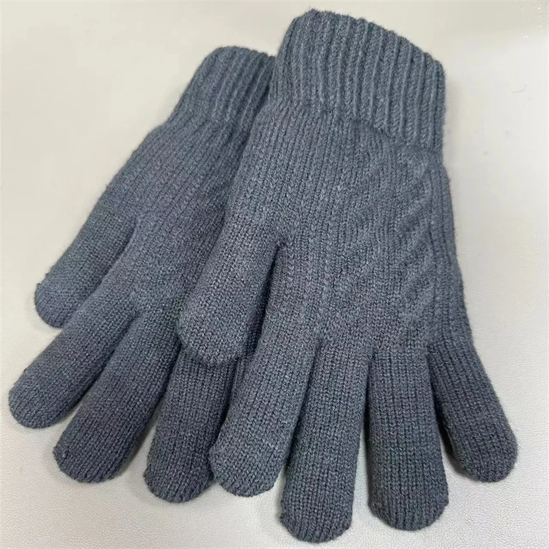 New Men's Warm Full Finger Gloves Winter Touchscreen Plus Fleece Gloves Woman Thickening Wool Knitted Cycling Driving Gloves