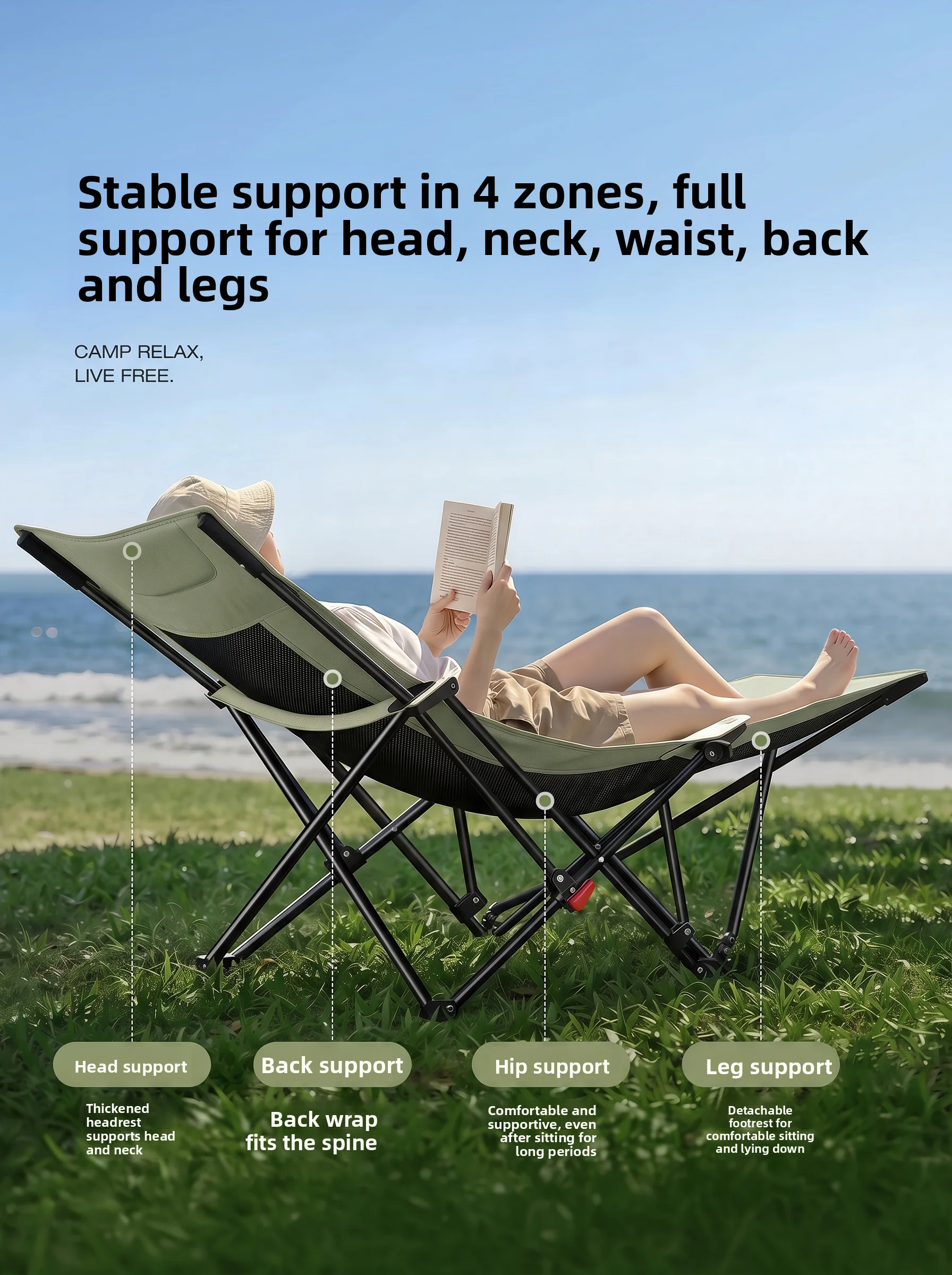 Folding Bed Single Portable Office Nap Cot Recliner Lounge Simple Camping Hospital