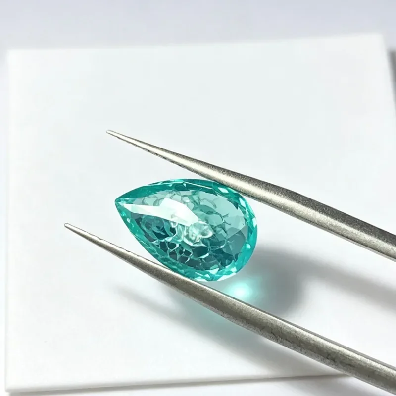 Paraiba Birnenförmiger Labor-Edelstein, zertifiziert, für DIY-Schmuckherstellung, Einlage für Ring, Halskette, Armband, Zubehör – Detail 2