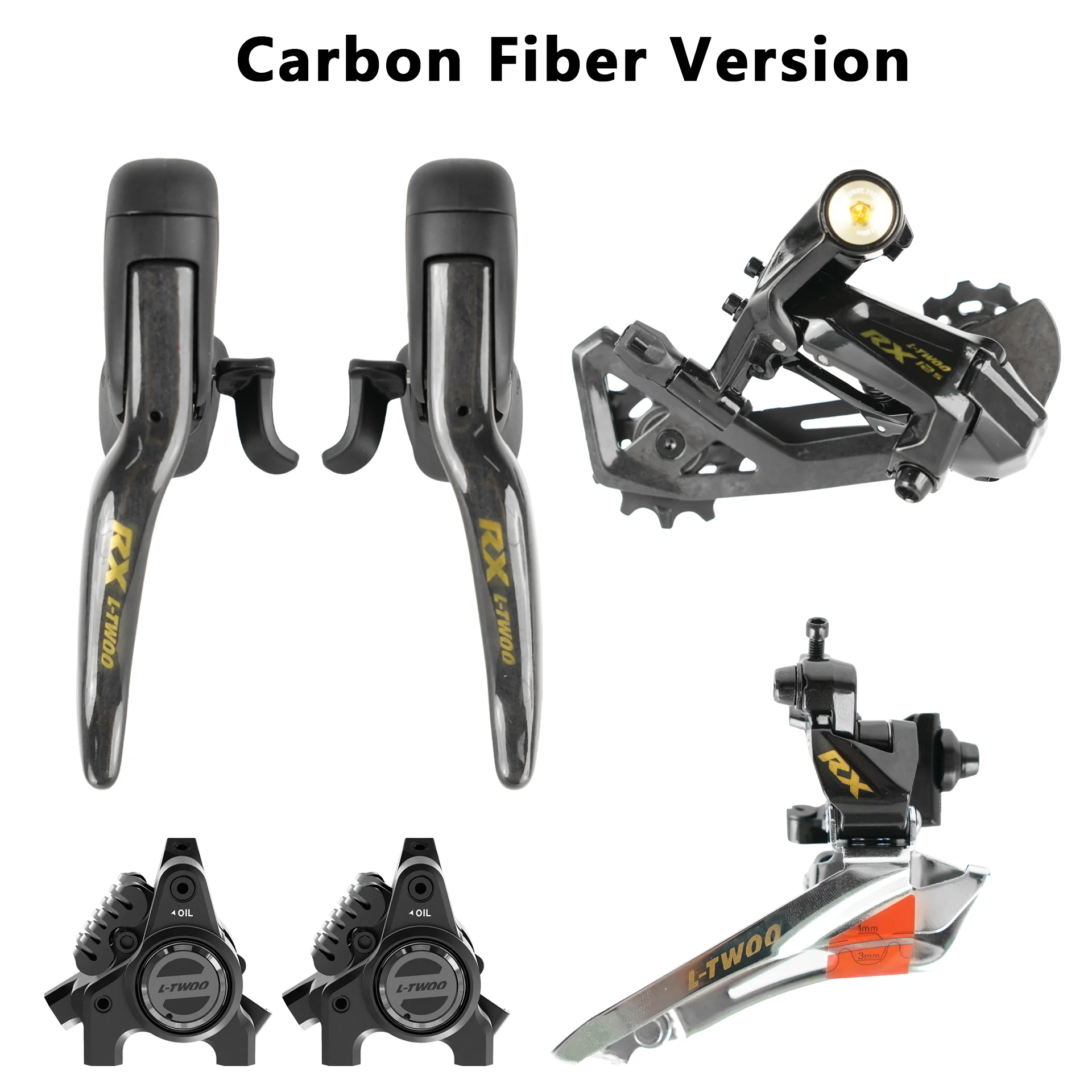 LTWOO RX 12 - Disc 2x12s Road Hydraulic Disc Brake Groupset Carbon Fibre, RX12 6 Kit, Benchmark R7170 R8170 image 3