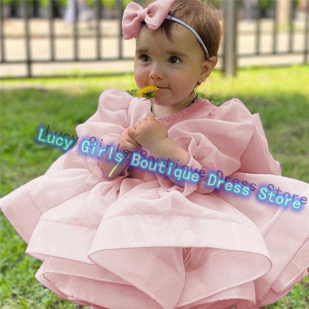 Lovely Customised Layering Flower Girl Dress Puffy Tulle Wedding Party Dresses Baby Girl Princess Kids Birthday Evening Gowns