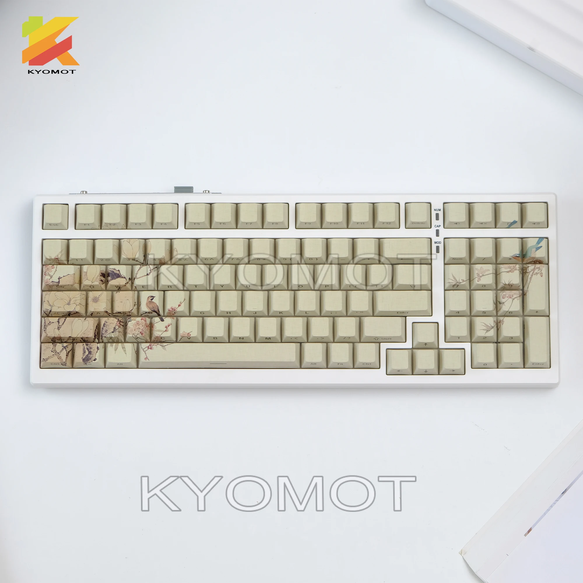 KYOMOT Spirit Bird Side Print Keycap Double Shot Shine Through Keycap Cherry Profile for MX Switch ANSI ISO Mechanical Keyboard