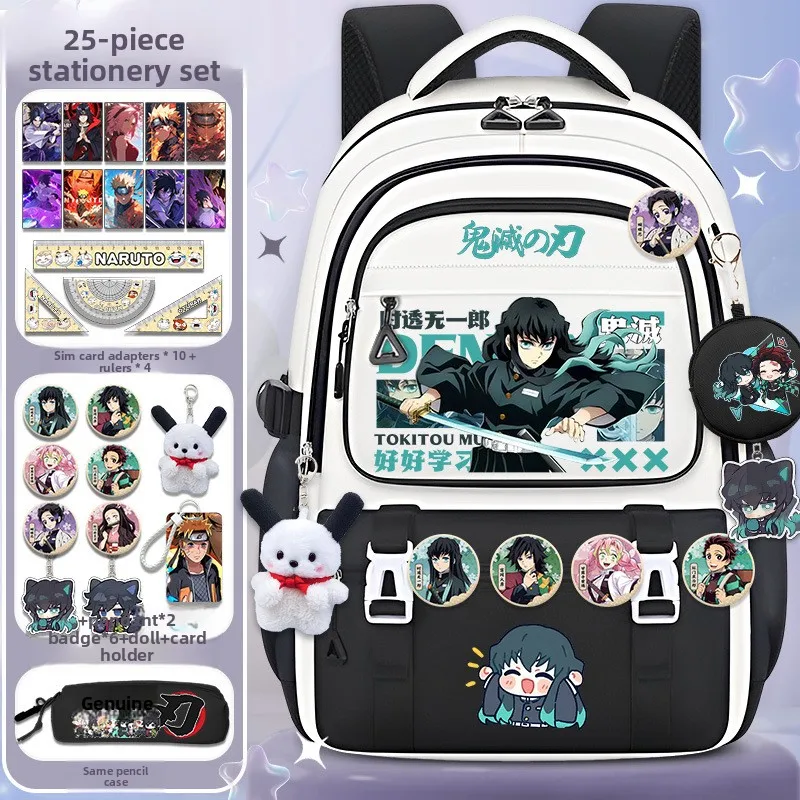 Demon Slayer Spine Protection Backpack For Boys And Girls Zenitsu Giyu Sabito Large Capacity Primary School Bag view 2