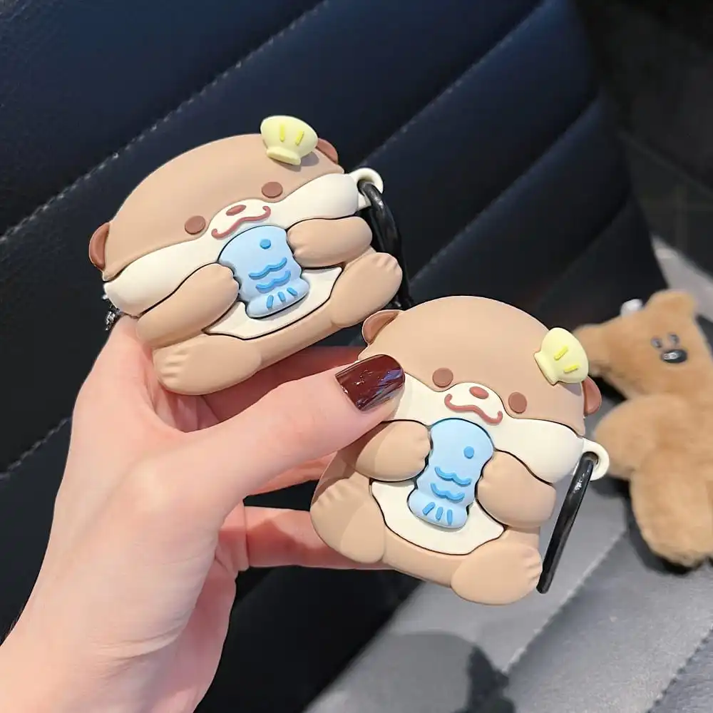 3D Cute Cartoon Otters Earphone Protective Case for AirPods 1 2 3 Pro 2rd Hot Sale Soft Silicone Drop-resistant Protect Cover