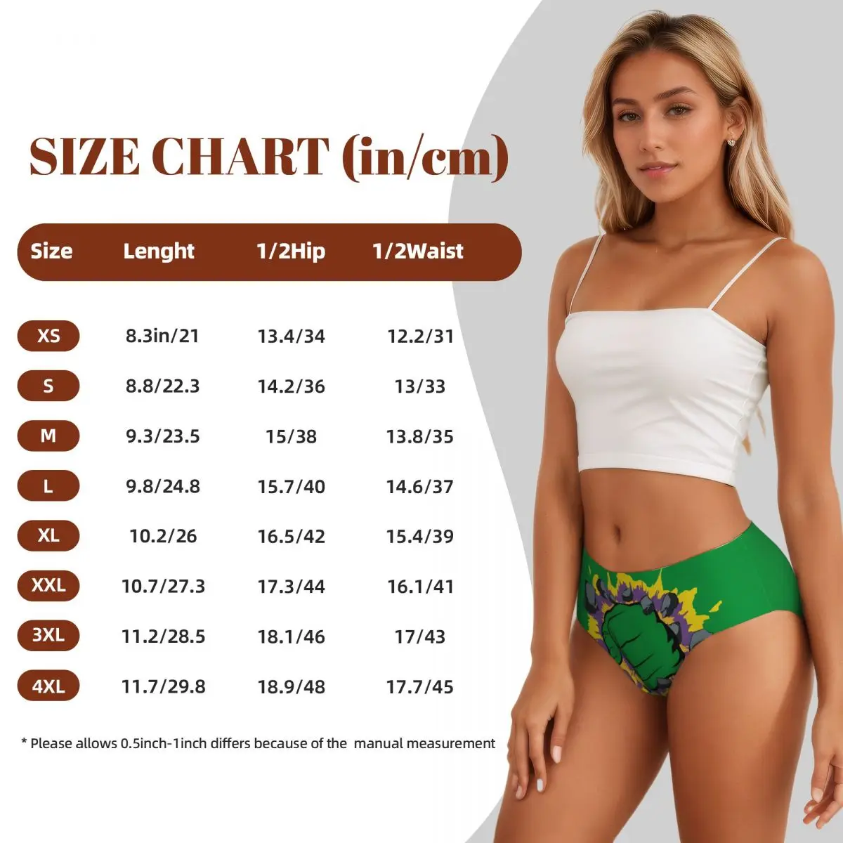 Calzoncillos de la ropa interior de Manga del estiramiento femenino de las bragas breves cómicas de Hulk de las mujeres personalizadas